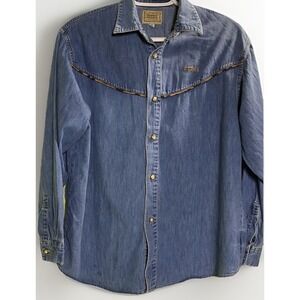 VTG GUESS Denim Western Shirt Women M Long Sleeve Workwear Aesthetic Rare